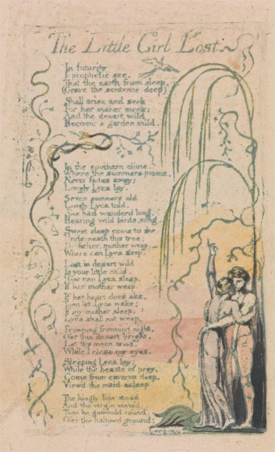 Sange om uskyld og erfaring, plade 20, Den lille pige tabt (Bentley 34) af William Blake